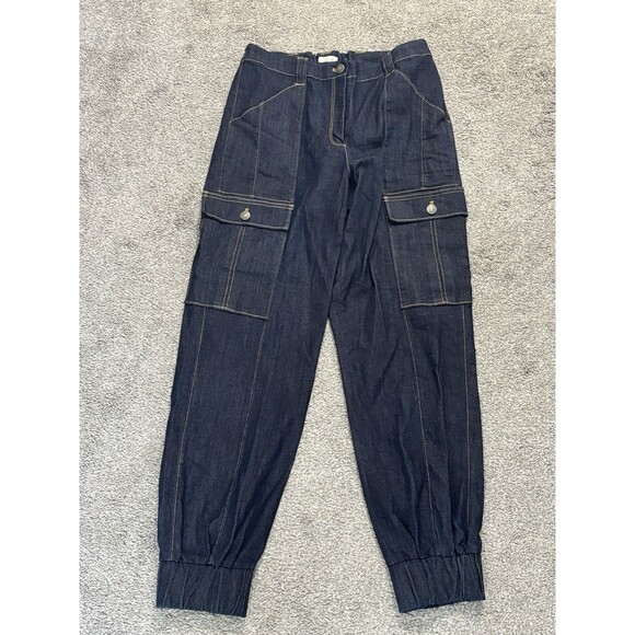 Cinq A Sept Kelly Denim Cargo Pants Women's Size 6 Blue Cotton - Picture 1 of 9